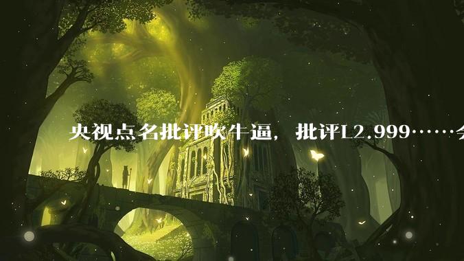 央视点名批评吹牛逼，批评L2.999……会被某法务部起诉吗？