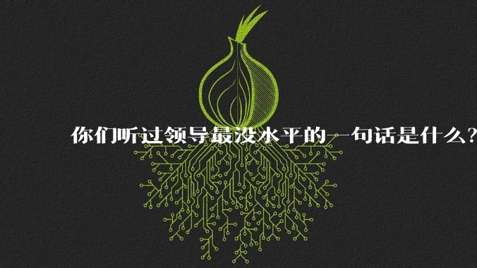 你们听过领导最没水平的一句话是什么？